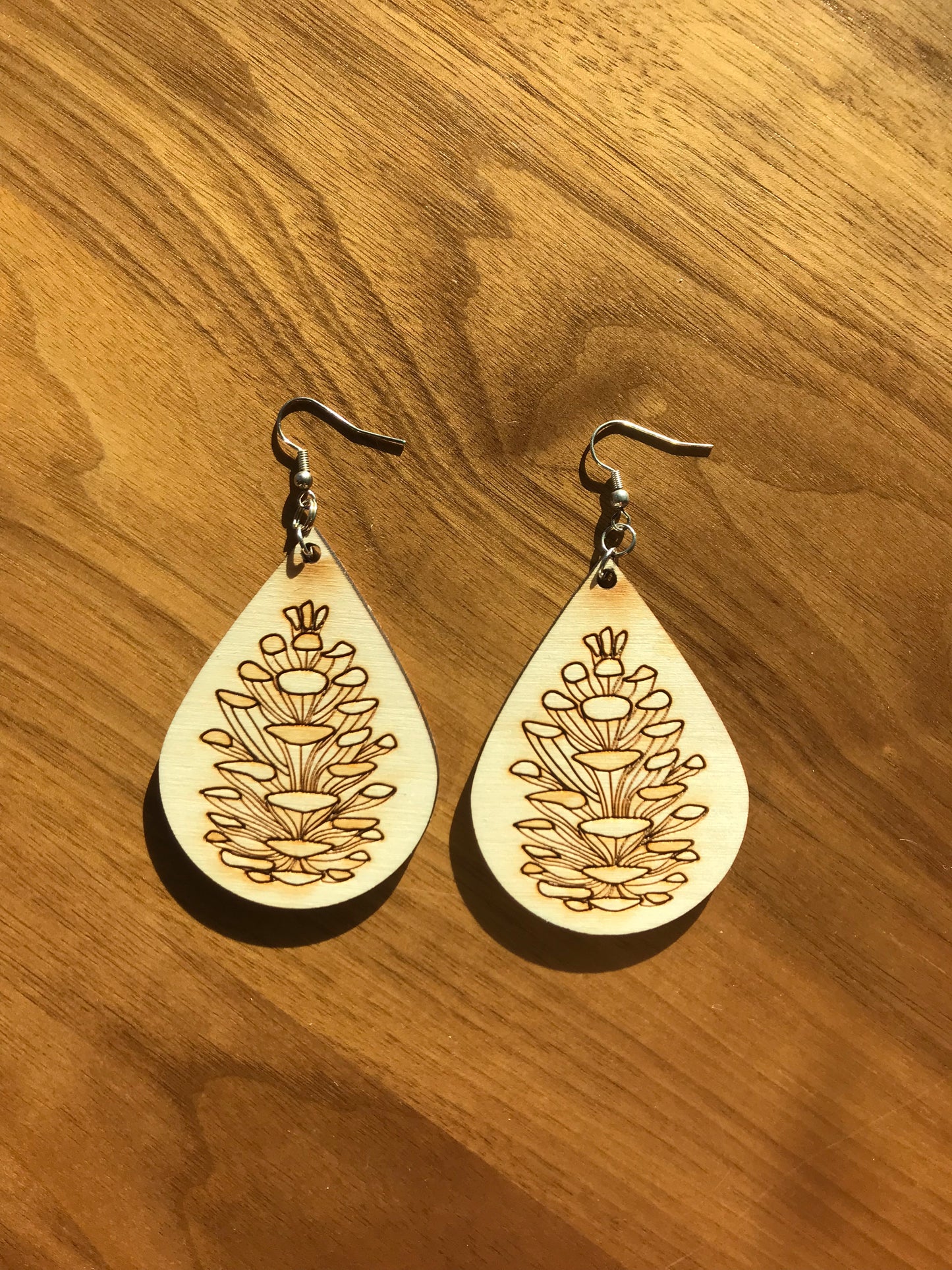 Wooden Earrings - Pine cone