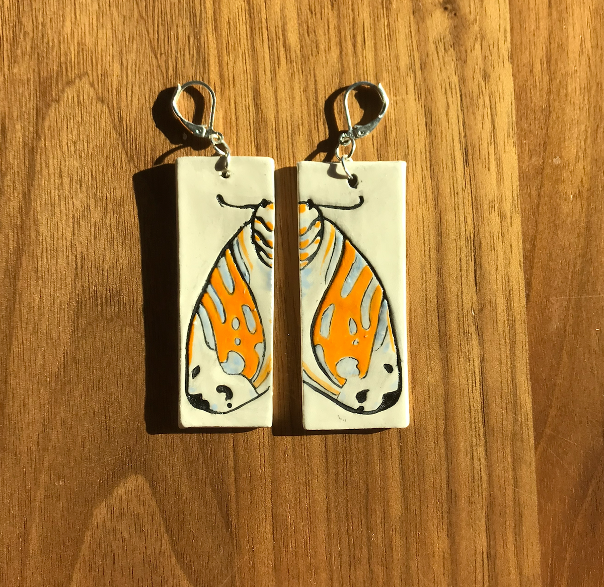 Ceramic earrings - moth